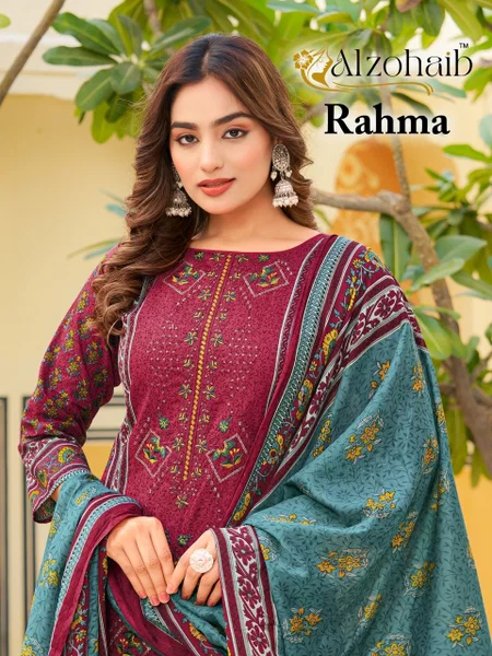 Rahma By Alzohaib Cotton Dupatta Pakistani Salwar Suits Wholesale Online
